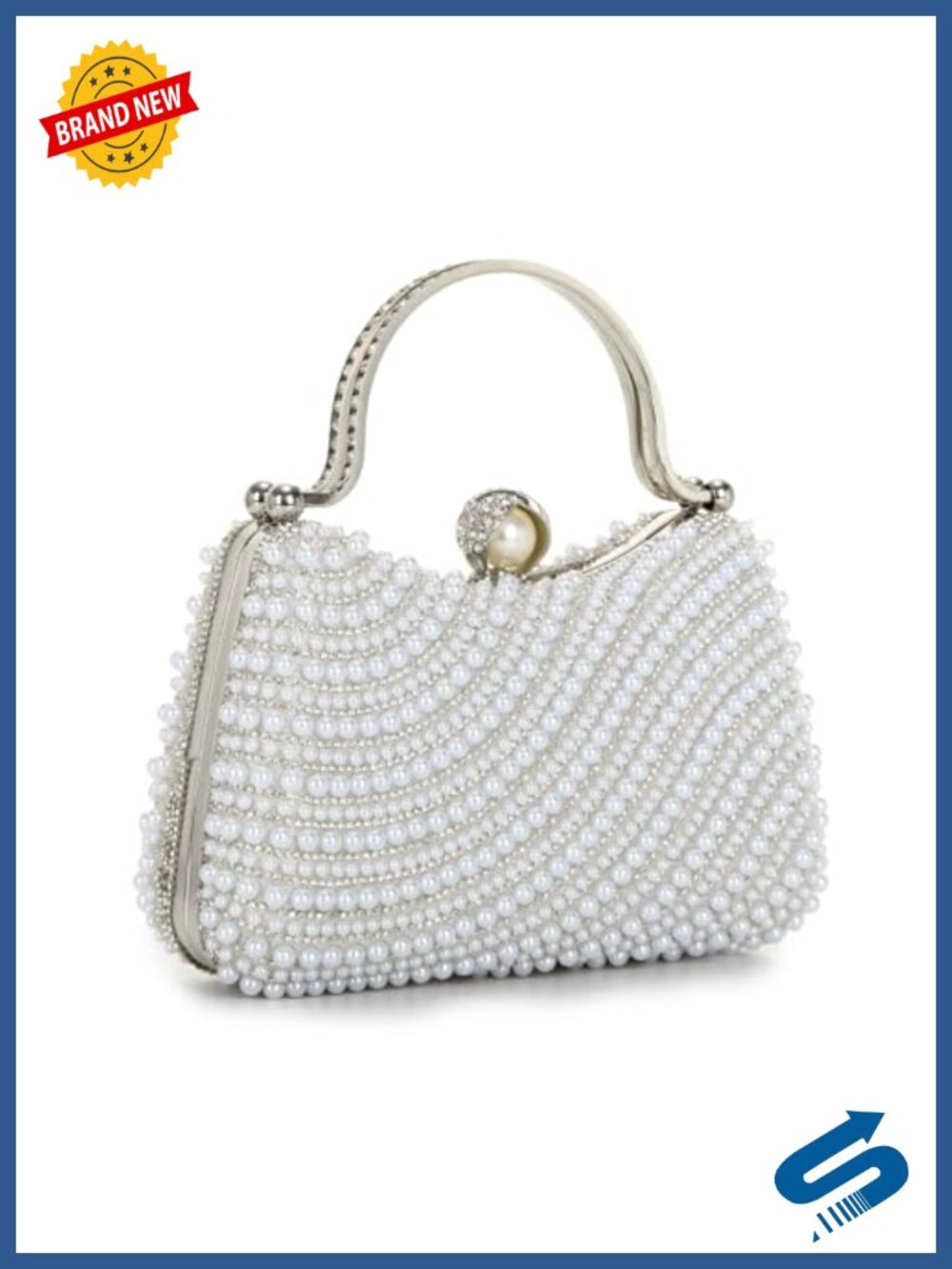 Pearl Clutch Purse Women Beaded Evening Bag Wedding Prom Formal Handbag